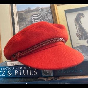 Brixton ORANGE wool Fiddler cap. Small